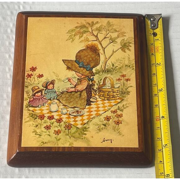 Vintage Holly Hobbie Decoupage Wooden Plaque Amy Tea Time Cottagecore Wall Art - Picture 4 of 5
